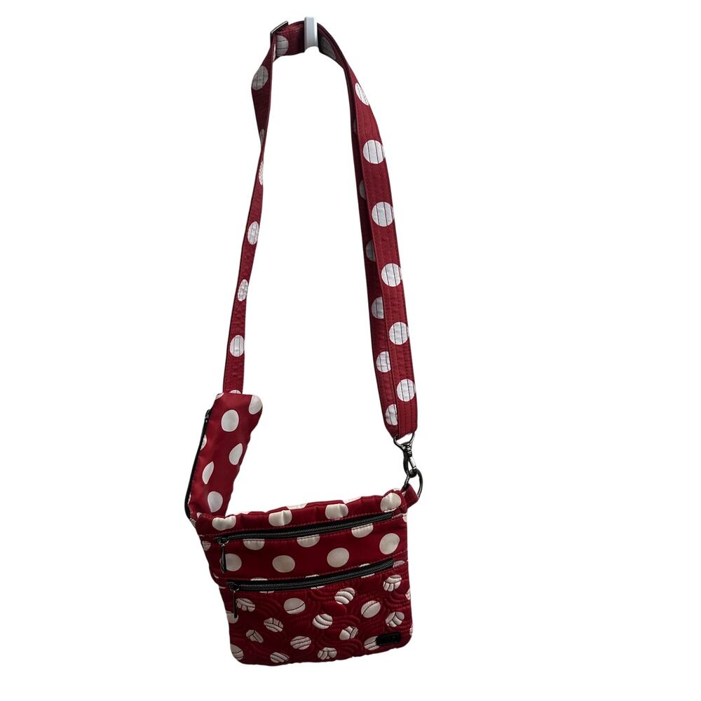 Lug Red White Polka Dot Quilted Crossbody Bag Organizer Purse